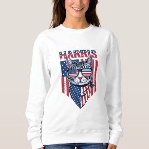 Moletom Kamala Harris para Presidente 2024 Gato Engraçado