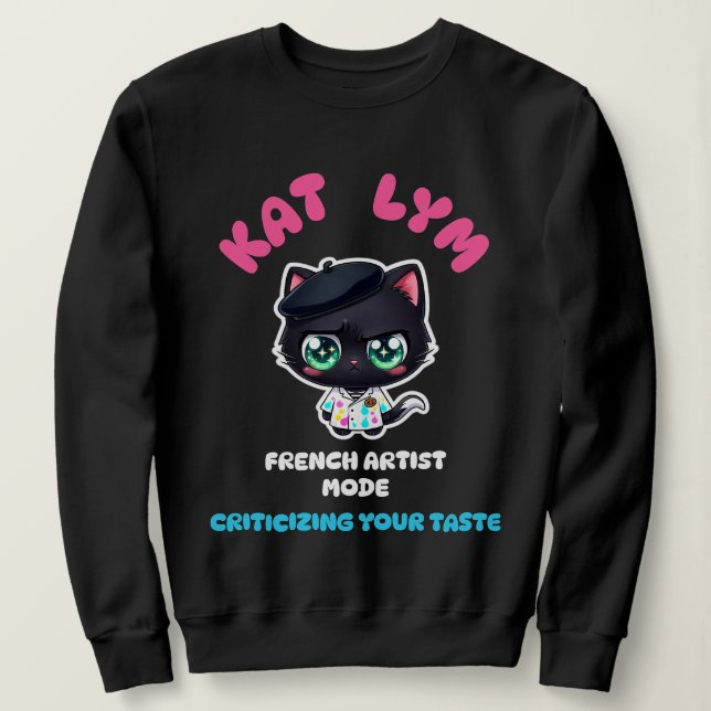 Moletom Kat Lym French Artist Mode Cat Sticker. (Frente do Design)