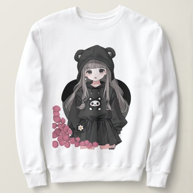 Moletom Kawaii Anime Girl Hoodie Aestic Sweatshirt (Frente do Design)