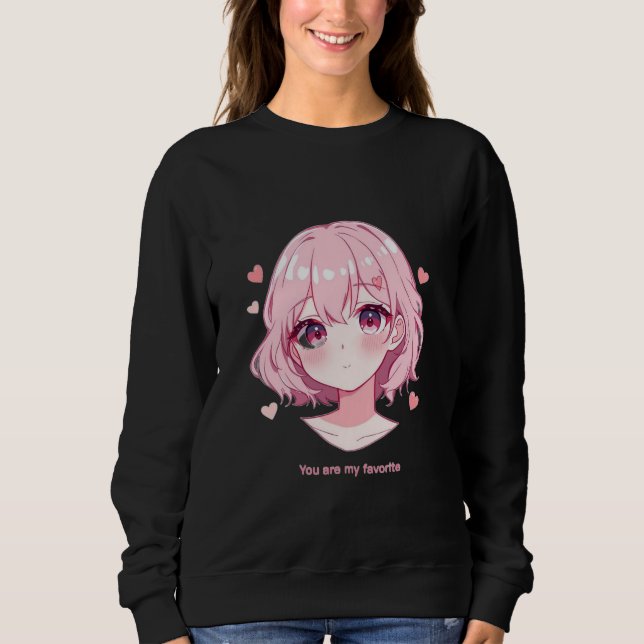 Moletom Kawaii Anime Girl Valentine Sweatshirt (Frente)