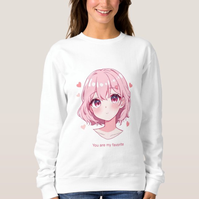 Moletom Kawaii Anime Girl Valentine Sweatshirt (Frente)