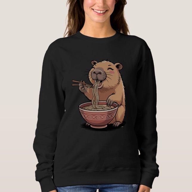 Moletom Kawaii Capybara Eating Ramen Funny Japanese Noodle (Frente)