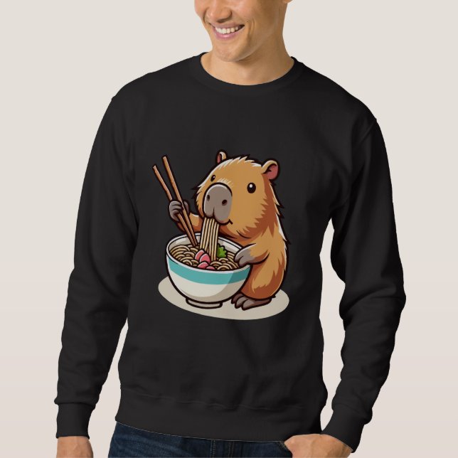 Moletom Kawaii Capybara Eating Ramen Noodles Cute Capybara (Frente)