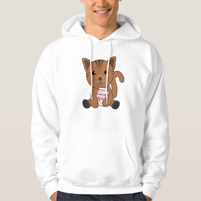 Moletom Kawaii Cat Retro Japonês Morango Leite (Frente)