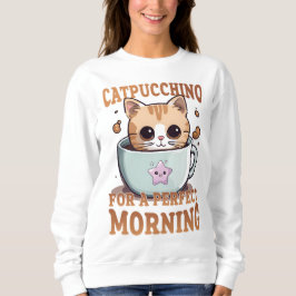 Moletom Kawaii Catpuccino para uma manhã perfeita