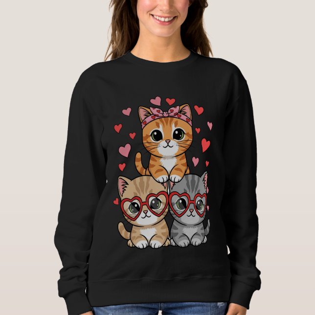 Moletom Kawaii Cats Heart Pastel Anime Kitty Love Aestheti (Frente)