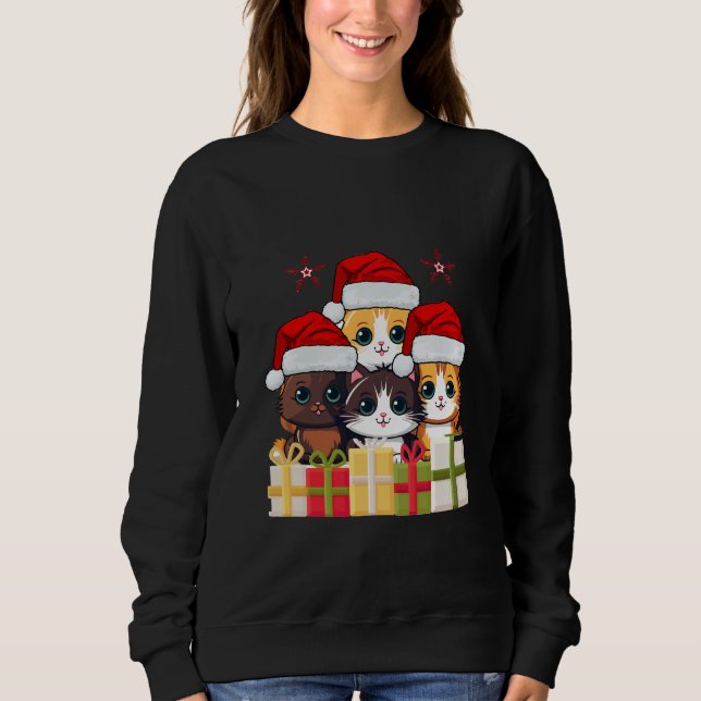 Moletom Kawaii Christmas Kittens in Santa Hats  (Frente)