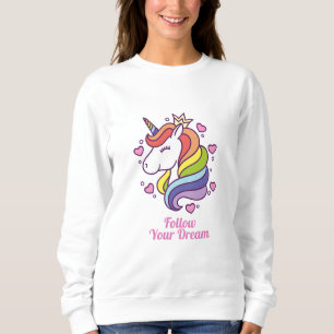 Moletom Kawaii Colorful Rainbow Unicorn Dreams