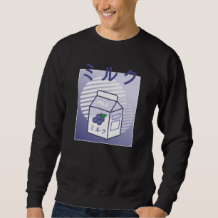 Moletom Kawaii Cow Retro Japan Bluberry milk