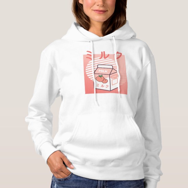 Moletom Kawaii Cow Retro Japonês Peach milk (Frente)