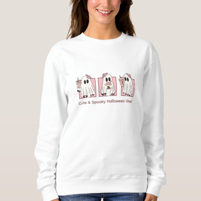Moletom Kawaii Halloween rosa – Fofo & Assustador  (Frente)