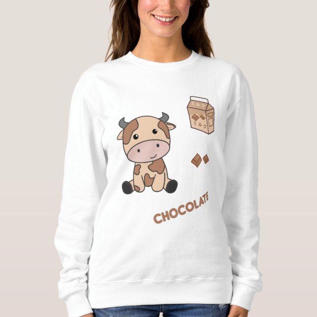 Moletom Kawaii - Vaca Retrora de Chocolate Japonês (Frente)