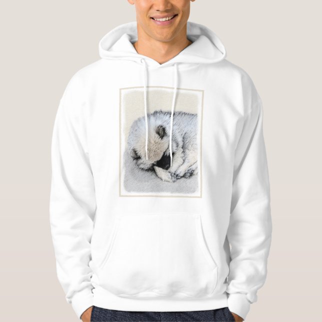 Moletom Keeshond Dormindo Puppy Pintura Original (Frente)