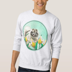 Moletom Keeshond em Tulips pintando lindas artes caninas o