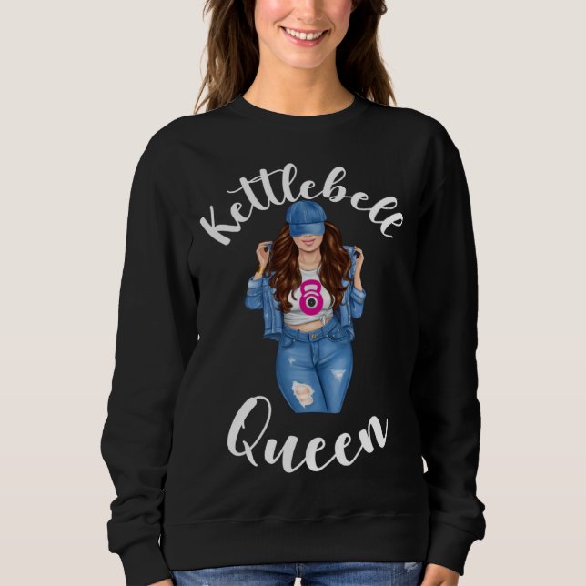 Moletom Kettlebell Queen Brunette Girl Woman Sassy Gym Wor (Frente)