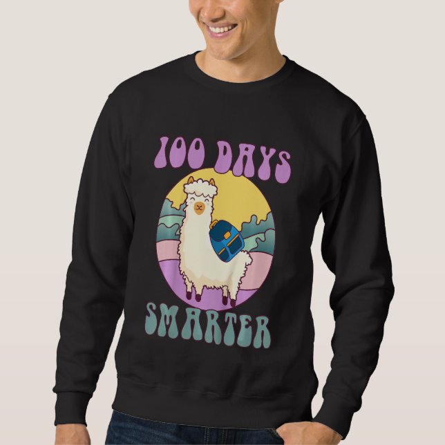 Moletom Kids 100 days smarter, Cute llama Happy 100th Day  (Frente)
