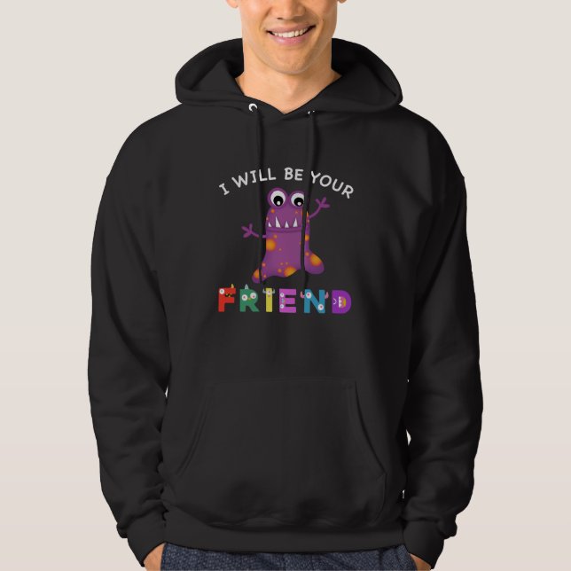 Moletom Kids Friendship Monster I Will Be Your Friend Stop (Frente)