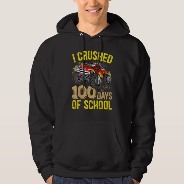 Moletom Kids I Crushed 100 Days Of School Boys Monster Tru (Frente)