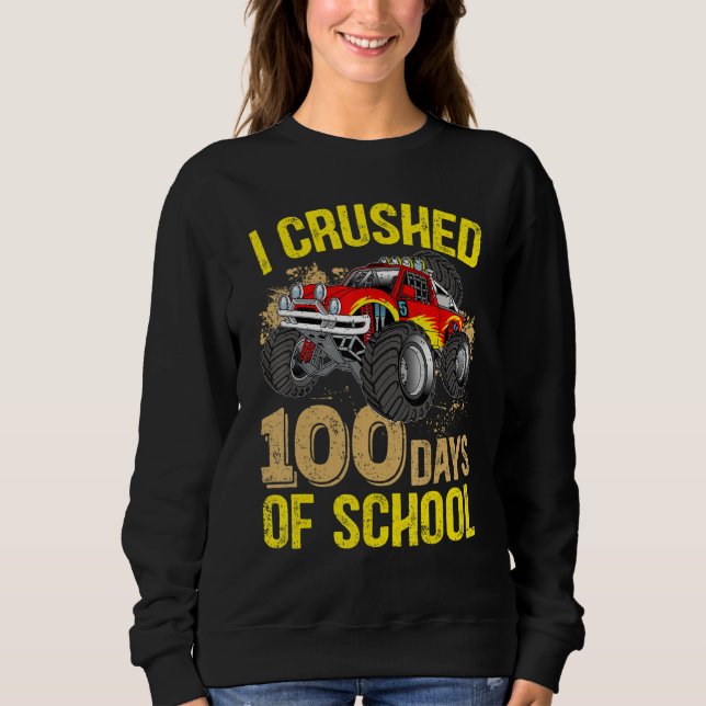 Moletom Kids I Crushed 100 Days Of School Boys Monster Tru (Frente)