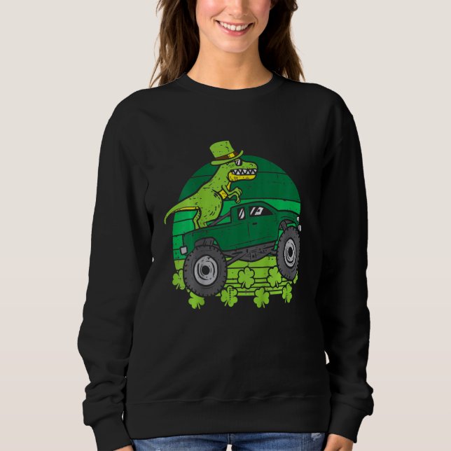 Moletom Kids Leprechaun Dino Monster Truck St Patricks Day (Frente)