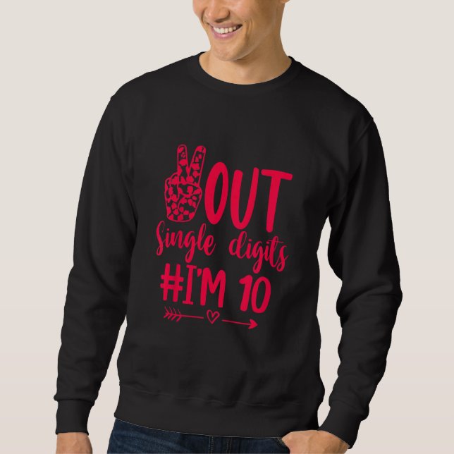 Moletom Kids Out Solteiro Digits I'm 10 Double Digits 10th (Frente)