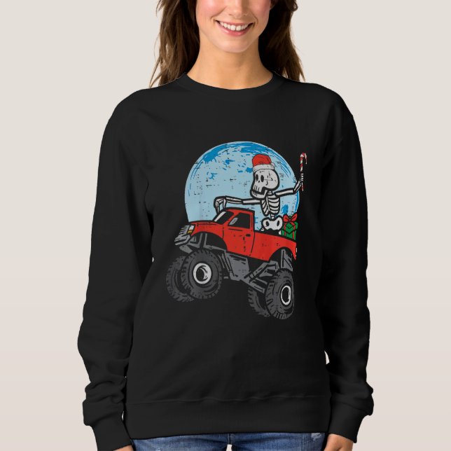 Moletom Kids Skeleton Monster Truck Xmas Toddler Boys Chri (Frente)