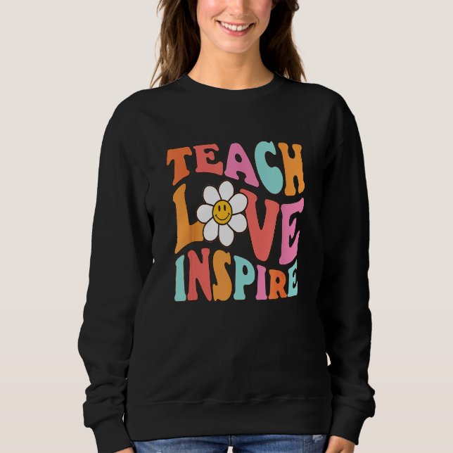 Moletom Kids Teach Love Inspire Retro  Back To School Teac (Frente)