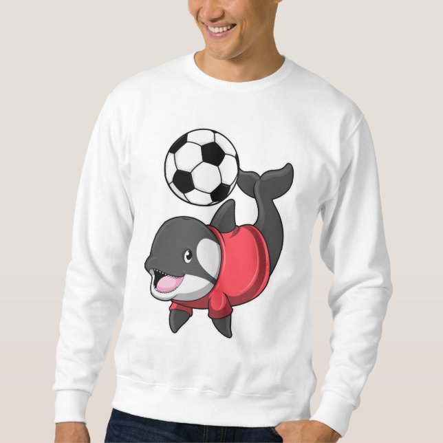 Moletom Killerwhale como jogador de futebol com futebol (Frente)