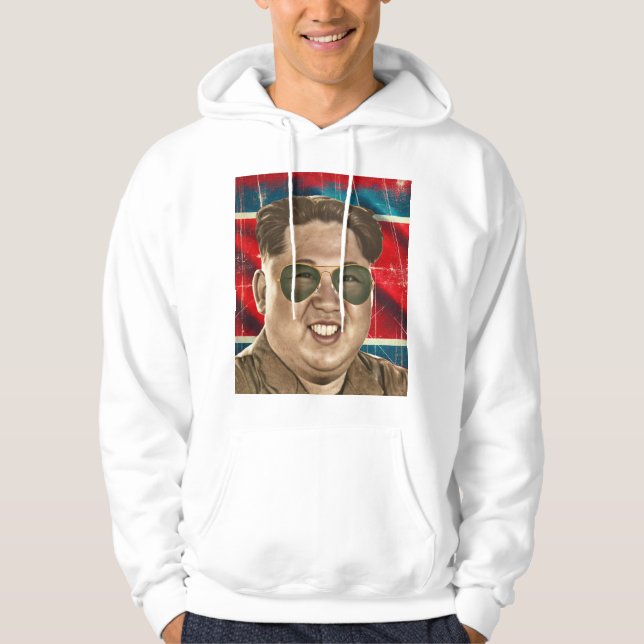 Moletom Kim Jong Un Hoodie - Óculos escuros, bom humor (Frente)