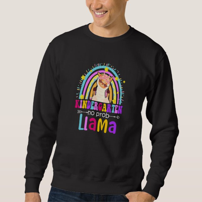 Moletom Kindergarten Teacher Rainbow No Prob Llama 100 Day (Frente)