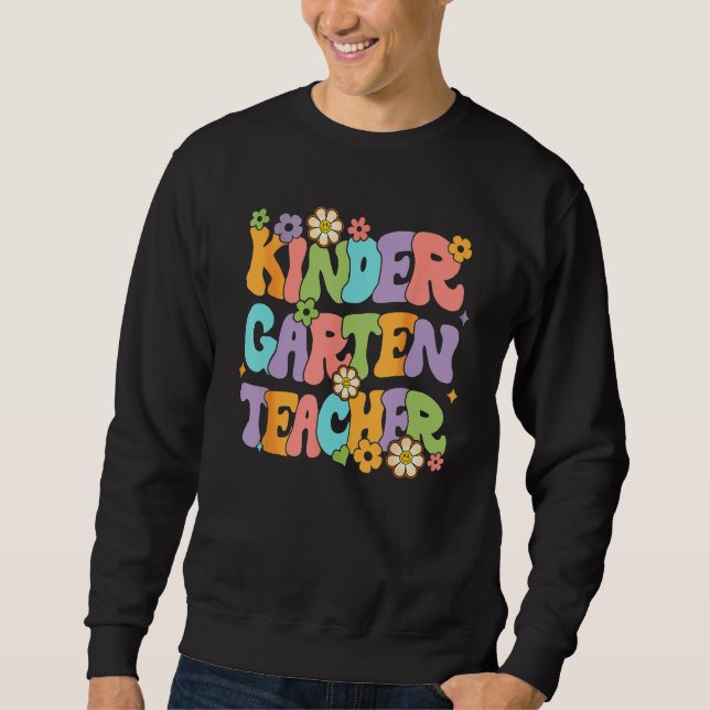 Moletom Kindergarten Teacher Team Kinder Groovy Retro Back (Frente)