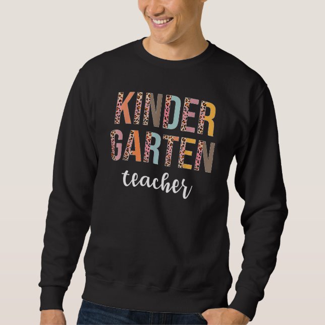 Moletom Kindergarten Teacher Team Kinder Leopard Back To S (Frente)