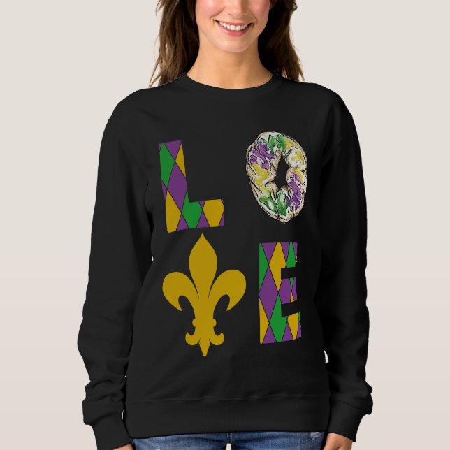 Moletom King Cake Love Mardi Gras Parade Shenanigans Carni (Frente)