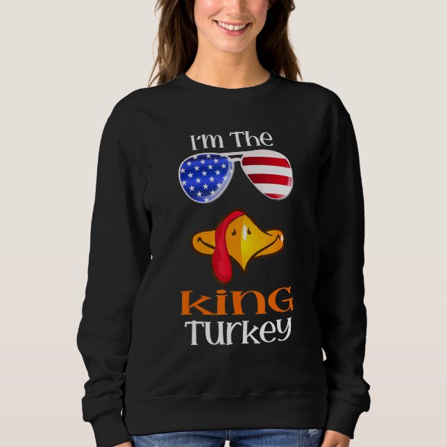 Moletom King Turkey Face Ação de Graças Bandeira Americana (Frente)