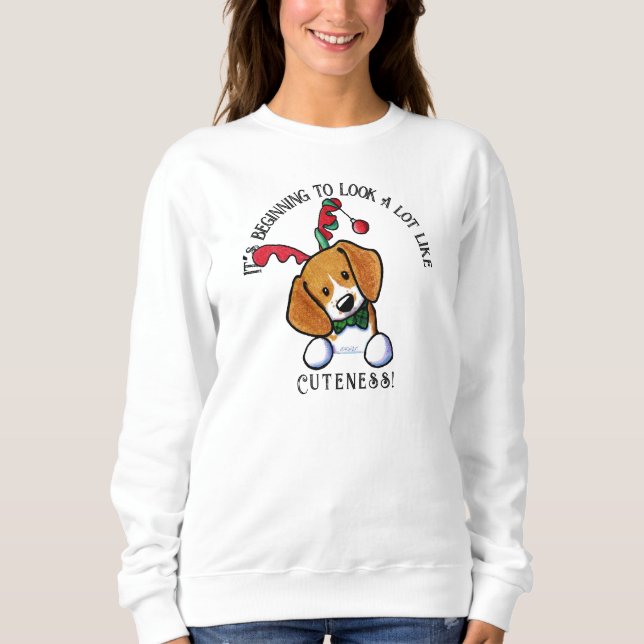 Moletom KiniArt Beagle Reindeer Sweatshirt de Natal (Frente)