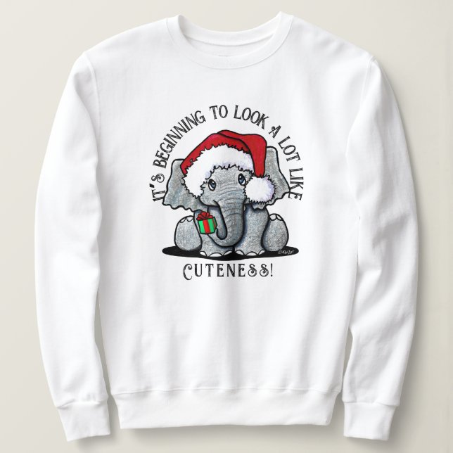 Moletom KiniArt Elephant Christmas Sweatshirt (Frente do Design)