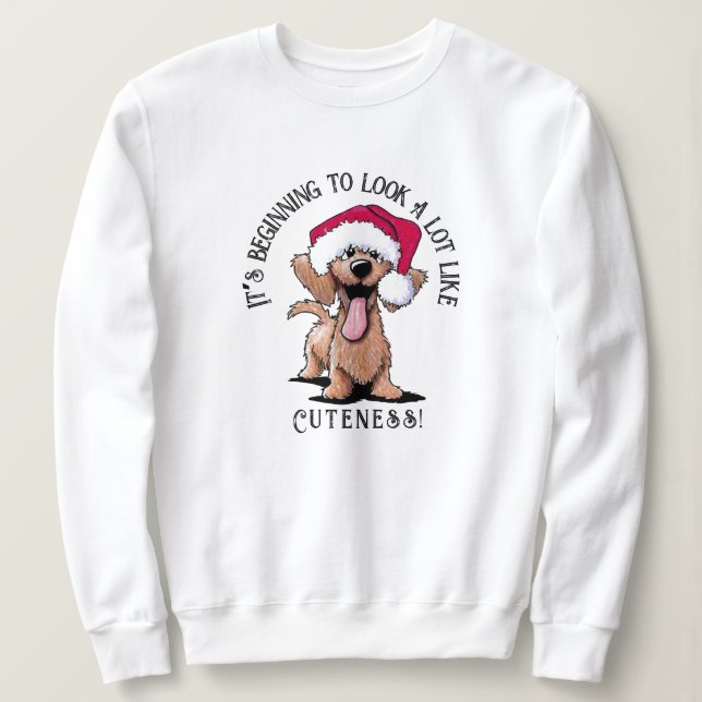 Moletom KiniArt Wirehaired Dachshund Sweatshirt de Natal (Frente do Design)