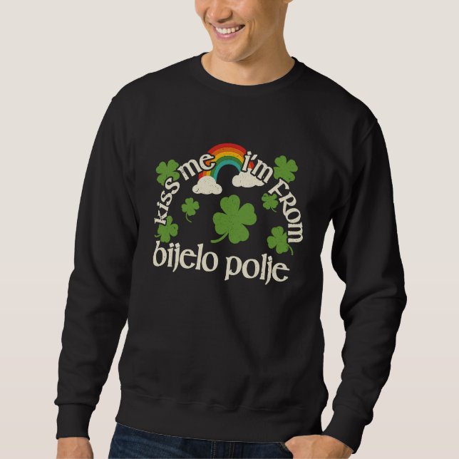 Moletom Kiss Me Shamrock  City St Patrick's Day Bijelo Pol (Frente)