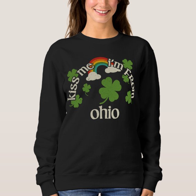 Moletom Kiss Me Shamrock  State St Patrick's Day Ohio (Frente)