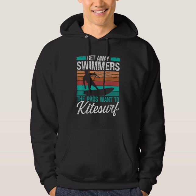 Moletom Kiteboarder Humor Get away Swimmers Funny Kitesurf (Frente)