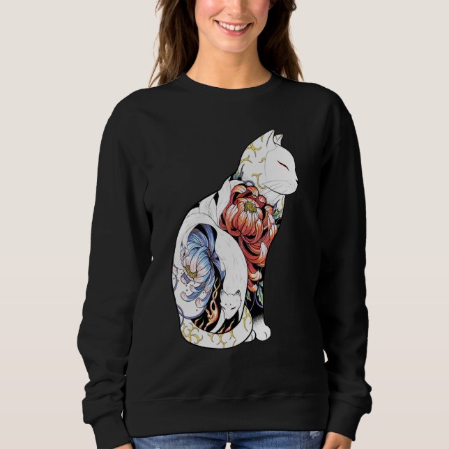 Moletom Kitsune Cat Tattoo - peony foxy Classic (Frente)