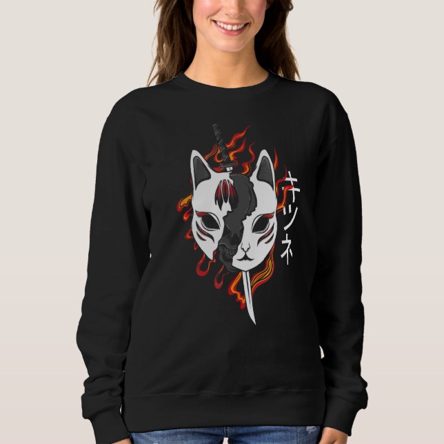 Moletom Kitsune Japonês Estilo de Máscara Sad Grunge Sad (Frente)