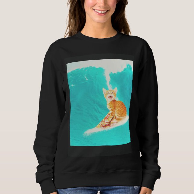 Moletom Kitty Cat Surfing Pizza (Frente)