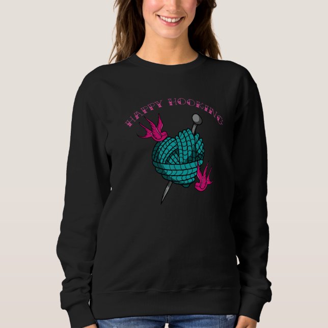 Moletom Knitters Knit Handicraft Manuscrito Feliz (Frente)