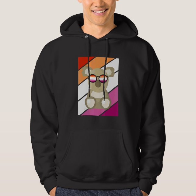 Moletom Koala With Pride Lesbian Flag LGBTQ Proud Ally Pri (Frente)