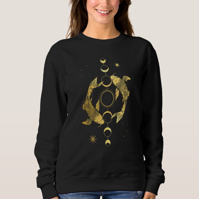 Moletom Koi Outfit Ying Yang Carp Sun Moon Phase Japan Sty (Frente)