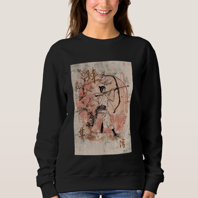 Moletom Kyudo Archery tradicional japonês Art Cherry Blos (Frente)