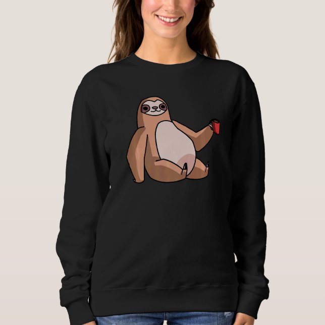 Moletom Lã Com Café Mug Refrigerante Preguiçoso (Frente)