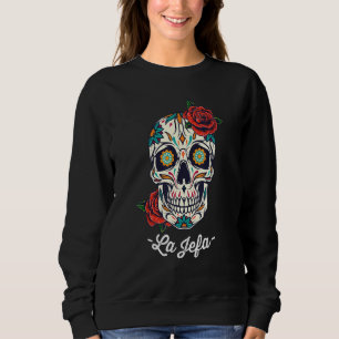 Moletom La Jefa Floral Sugar Skull Dia De Los Muertos