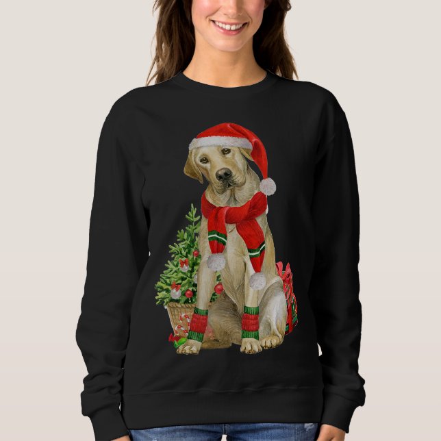 Moletom Lab Amarelo Labrador Árvore de Natal Cachorro Sobr (Frente)